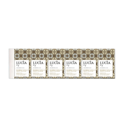 Lucia N°9 Boîte cadeau de 6 savons d’invités à la vanille bourbon et au thé blanc (6x25g)