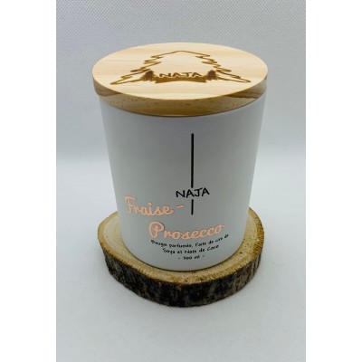Chandelle cire de soja et noix de coco Naja - FRAISE PROSECCO - Mèche de bois 300 ml (50-60 h)