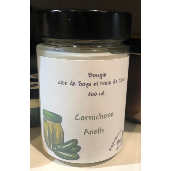 Chandelle cire de soja et noix de coco NAJA - Cornichons-Aneth 300 ml (50-60 h)