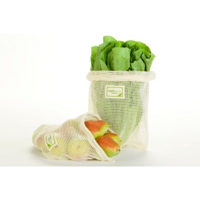 Ensemble de 4 sacs en filet pour fruits et légumes- Coton biologique